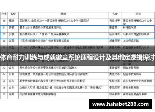 体育耐力训练与成就徽章系统课程设计及其绑定逻辑探讨
