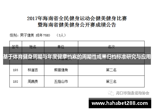 基于体育健身周期与年度健康档案的周期性成果归档标准研究与应用