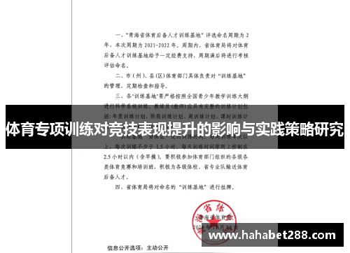 体育专项训练对竞技表现提升的影响与实践策略研究
