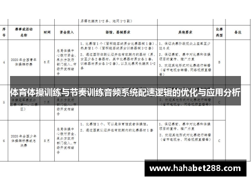 体育体操训练与节奏训练音频系统配速逻辑的优化与应用分析